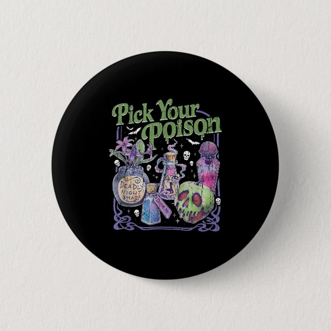 Pick dein Gift, Vintage Prinzessin Halloween Button (Vorderseite)
