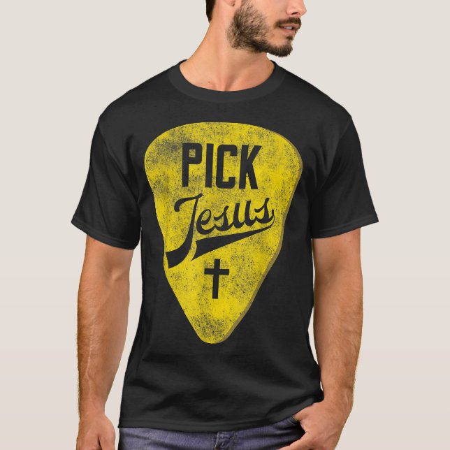 Pick Jesus Christlich Music Pastor Gitarre  T-Shirt (Vorderseite)