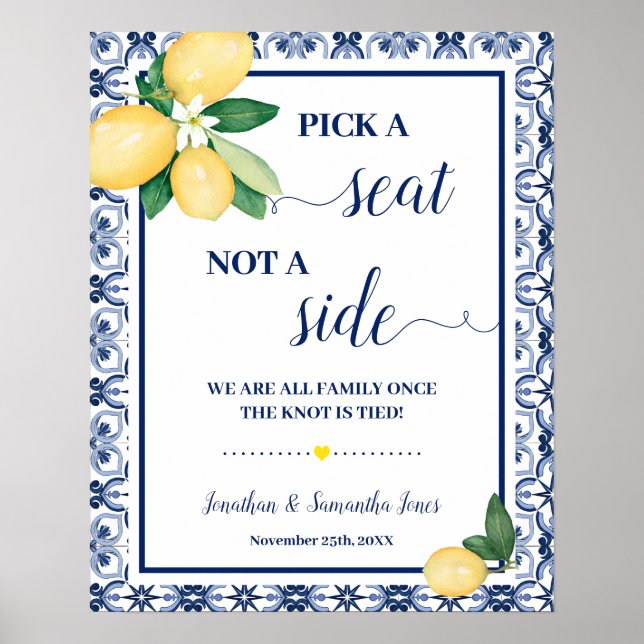 Pick Seat not Side Wedding Ceremony Mediterranean Poster (Vorne)
