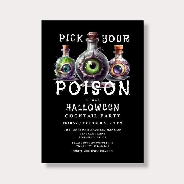 Pick your Poison Cocktail Party Halloween Einladung (Von Creator hochgeladen)