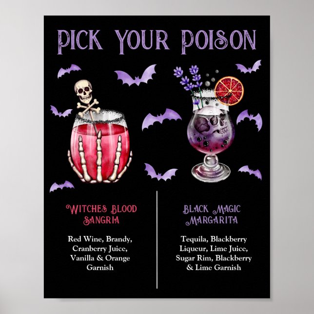 Pick Your Poison Halloween 2 Cocktail Menu  Poster (Vorne)