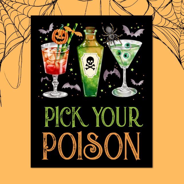 Pick your Poison Halloween Cocktail Drinks Poster (Pick Your Poison Halloween Cocktail Drinks Poster)