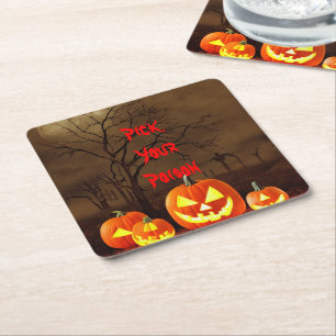Pick your Poison Halloween Creepy Graveyard Square Rechteckiger Pappuntersetzer