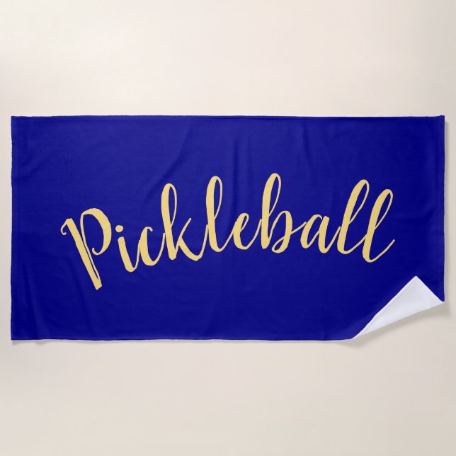 PICKELBALL Fun Script Royal Navy Blue Background Strandtuch (Vorderseite)