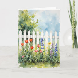Picket Fence with Flowers Sympathy Karte