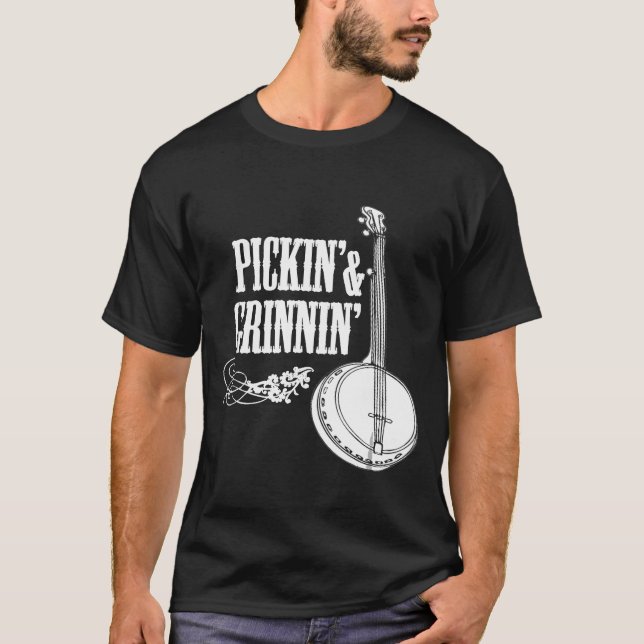 Pickin Grinnin Banjo Banjo Playing T-Shirt (Vorderseite)