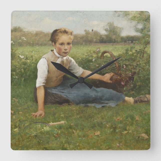 Picking-Blume | 1882 Quadratische Wanduhr (Vorderseite)