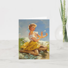 Picking Daisies Vintag Pinup Geburtstag Karte