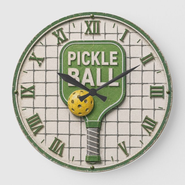 Pickle Ball Funny Pickleball Paddle  Große Wanduhr (Vorderseite)