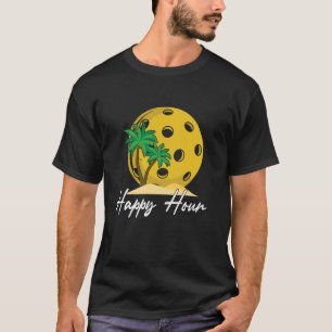 Pickle Ball Palme Glückliche Stunde Pickleball Män T-Shirt