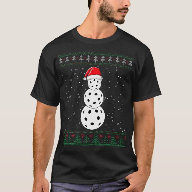 Pickle Ball Snowman Ugly Christmas 	 Pickleball Pl T-Shirt (Vorderseite)