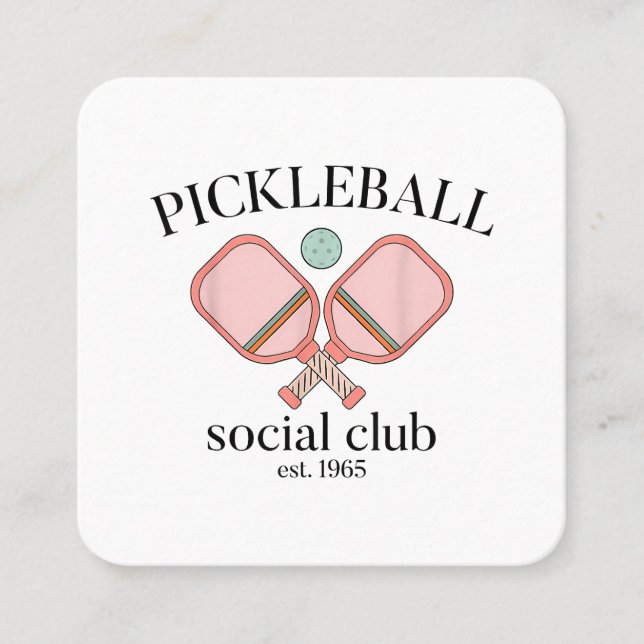 Pickle Ball Social Club EST 1965 Männer Frauen Quadratische Visitenkarte (Vorderseite)