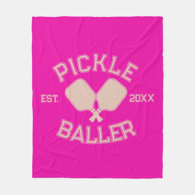 Pickle Baller Pickleball-Kollegialtypografie Fleecedecke (Vorderseite)