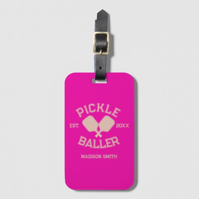 Pickle Baller Pickleball-Kollegialtypografie Gepäckanhänger (Vorderseite Vertikal)