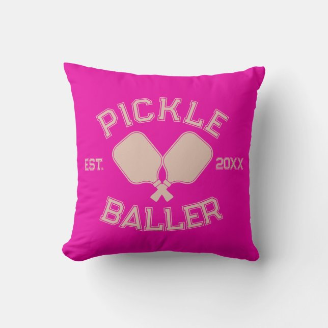 Pickle Baller Pickleball-Kollegialtypografie Kissen (Vorderseite)