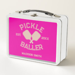 Pickle Baller Pickleball-Kollegialtypografie Metall Brotdose