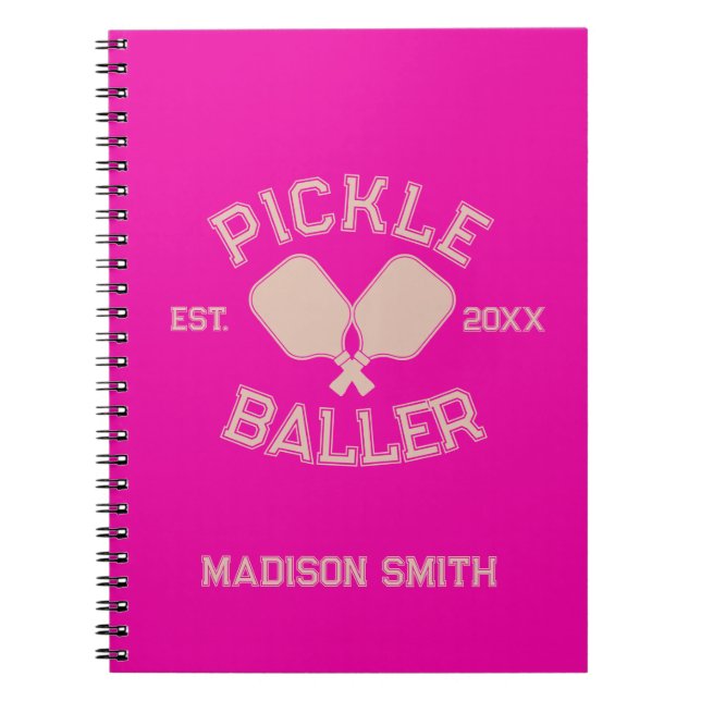 Pickle Baller Pickleball-Kollegialtypografie Notizblock (Vorderseite)