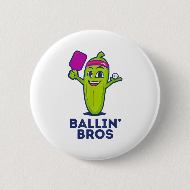 Pickle Ballin’ Bros - Geschenke Freunde, Brüder od Button (Vorderseite)