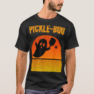 Pickle-Boo Ghost Playing Pickleball Halloween-Kost T-Shirt