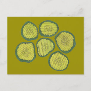 Pickle Chips Green Kosher Dill Pickle Chip Design Postkarte