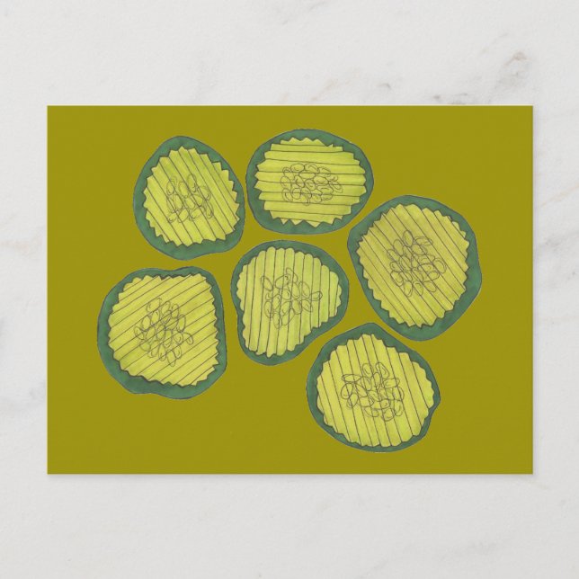 Pickle Chips Green Kosher Dill Pickle Chip Design Postkarte (Vorderseite)