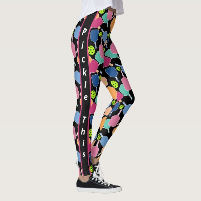 Pickle diese farbenfrohen schwarzen Pickleball-Leg Leggings (Rechts)