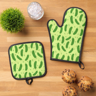 Pickle & Fresh Collection gemustert Ofenhandschuh & Topflappen-Set