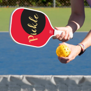 PICKLE Fun Festivals Bright Red Black Color Block Pickleball Schläger