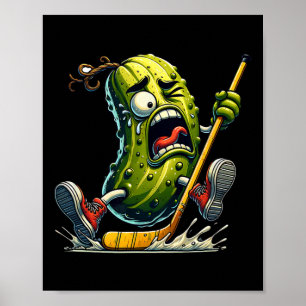 Pickle Hockey Panik Lustige Eisfläche Cartoon-Char Poster
