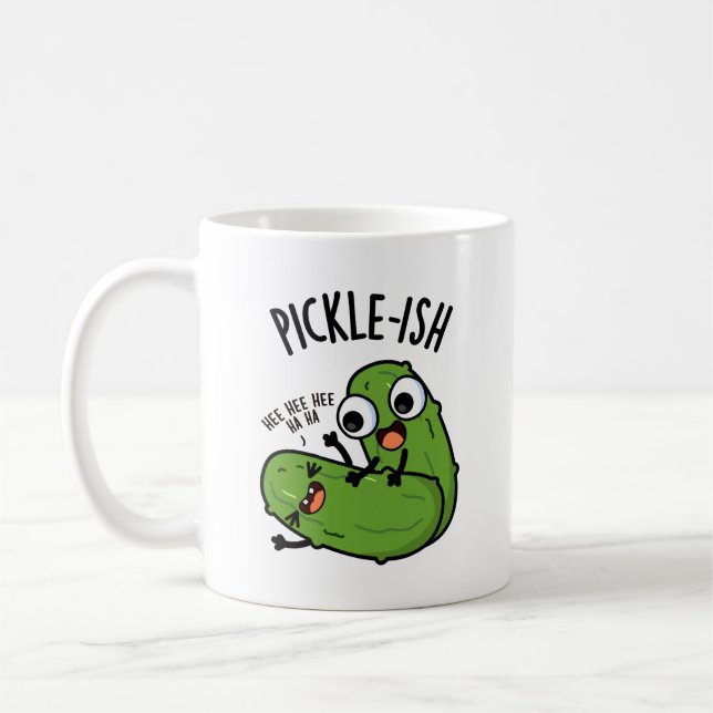 Pickle-ish Ticklish Funny Pickle Puns Kaffeetasse (Links)