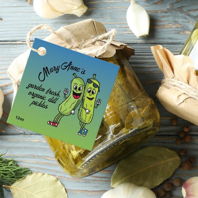 Pickle Pals Funny Cartoon Pickles Jar Tag Geschenkanhänger (Von Creator hochgeladen)