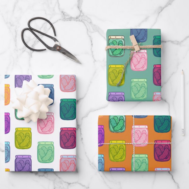 Pickle Party Fun Playful Hellrosa Regenbogen Geschenkpapier Set (Vorderseite)