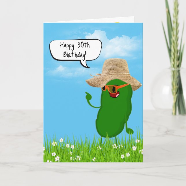 Pickle Person mit Hut 30. Geburtstag Karte (Vorderseite)