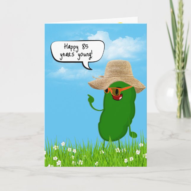 Pickle Person mit Hut für 85. Geburtstag Karte (Vorderseite)