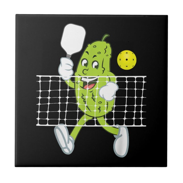 Pickle Playing Pickleball - Funny Pickleball Paddl Fliese (Vorderseite)