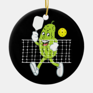 Pickle Playing Pickleball - Funny Pickleball Paddl Keramik Ornament