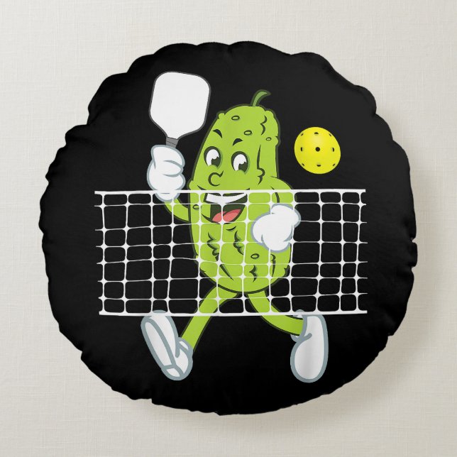 Pickle Playing Pickleball - Funny Pickleball Paddl Rundes Kissen (Vorderseite)