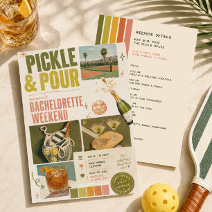Pickle & Pour Retro Pickleball Junggesellinnenabsc Einladung
