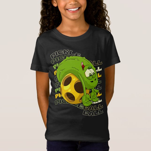 Pickle Power! Niedliche Pickleball-Kinder T-Shirt (Vorderseite)