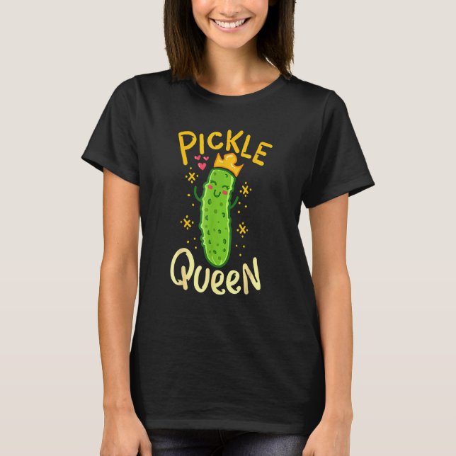 Pickle Queen Vegan Cucumber Gemüse T-Shirt (Vorderseite)