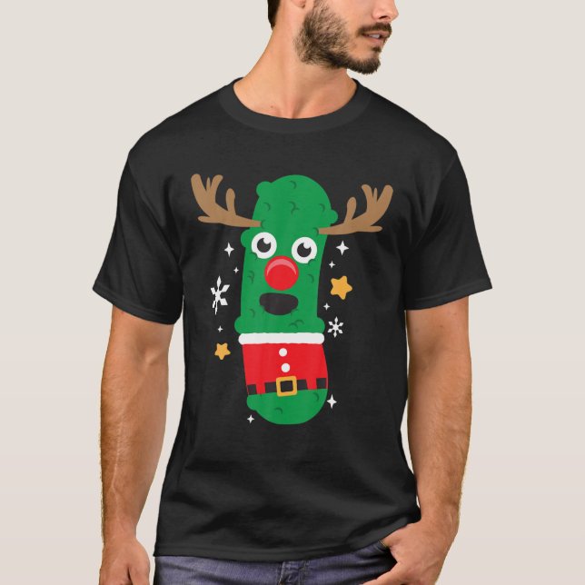 Pickle Reindeer Santa Funny Cooles Weihnachtsgesch T-Shirt (Vorderseite)
