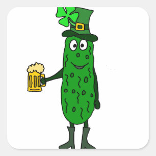 Pickle St. Patrick's Day Art Quadratischer Aufkleber