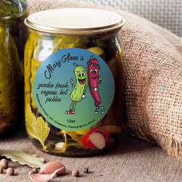 Pickle und Pfefferpals Funny Cartoon Pickles Label Runder Aufkleber