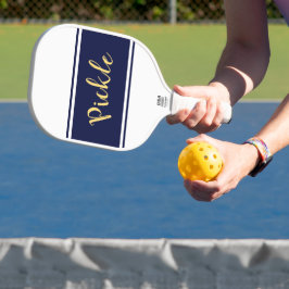 PICKLE Wide Navy Blue White Strips Niedliches Skri Pickleball Schläger