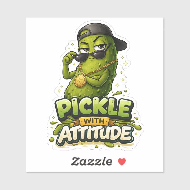 Pickle With Attitude Custom-Cut Vinyl Sticker (Blatt)