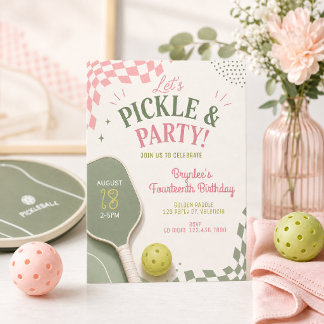 Pickleball 14. Geburtstagseinladung | Pink Sage Pi Einladung