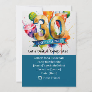 Pickleball 30. Geburtstag Party Einladung