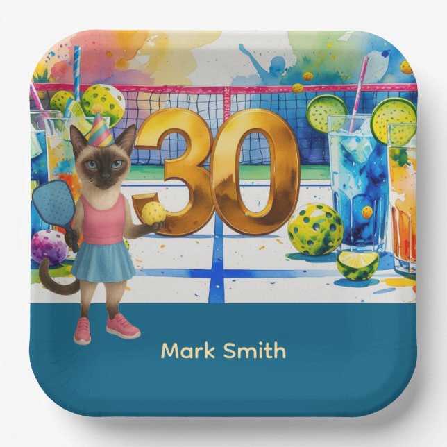 Pickleball 30. Geburtstag Party Pappteller (Vorderseite)