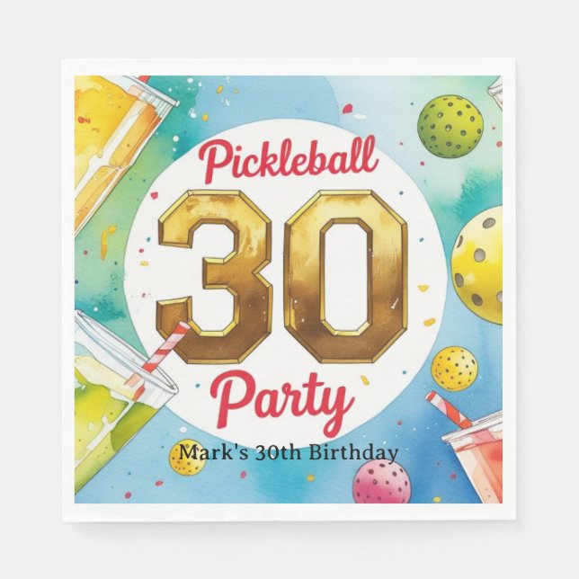 Pickleball 30. Geburtstag Party Serviette (Vorderseite)