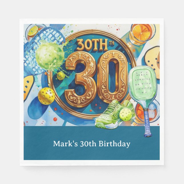 Pickleball 30. Geburtstag Party Serviette (Vorderseite)
